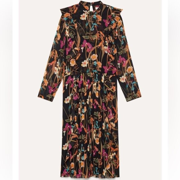 Artizia Little Moon Orchid Floral Midi Long Sleeve Drop Waist Dress - Picture 1 of 9